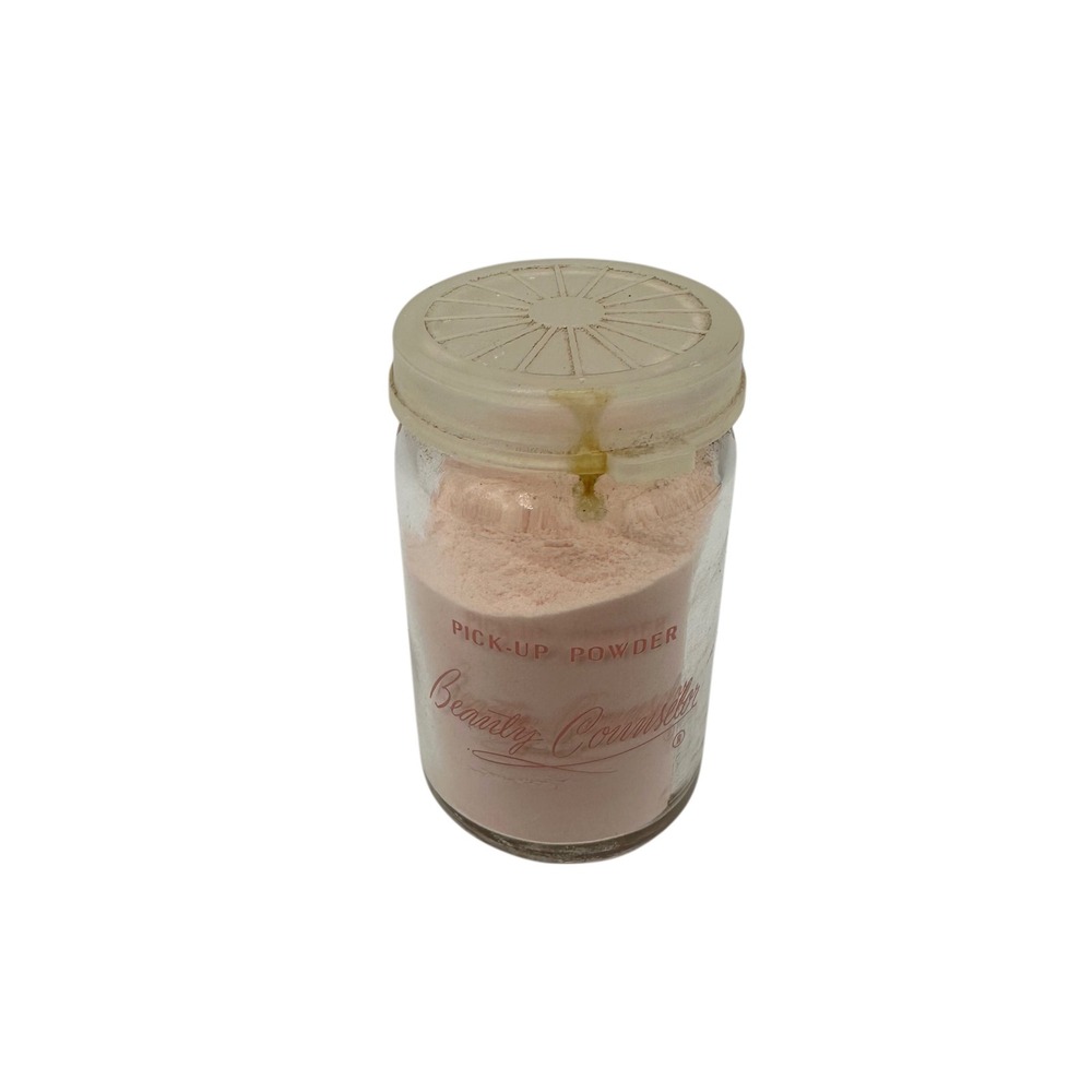 VTG Sealed Beauty Counselor Pick-Up Powder Glass Jar MCM Cosmetic Pink Prop
